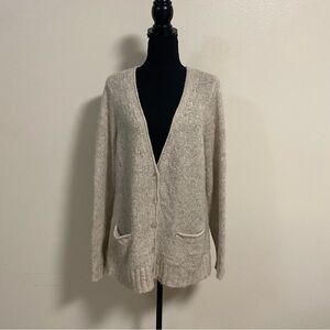 Peruvian Connection Cardigan Women Size Large Beige cream Cotton Alpaca Cardigan